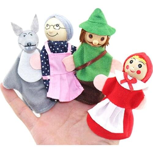 Little Red Riding Hood and Wolf Fairy Story Play Game Finger Puppets Toys Set