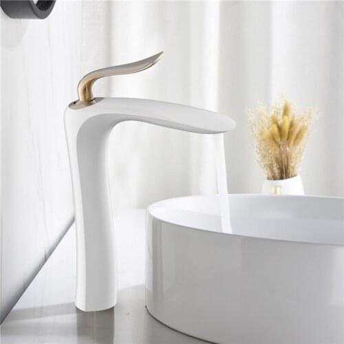 Brushed Gold Bathroom Basin Solid Brass Faucet Sink Mixer Hot & Cold Single Handle Deck Mount Lavatory Crane Water Tap Gun Grey