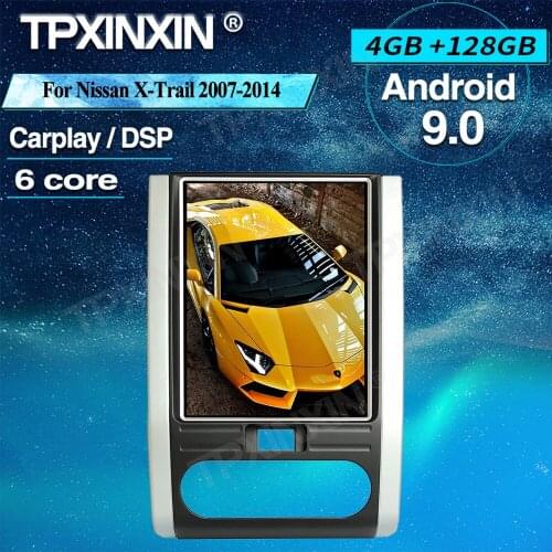 4+128G Carplay Android 9.0 Vertical Tesla Screen For Nissan X-Trail Qashqai 2007-2014 Car GPS Navigation Radio Multimedia Player