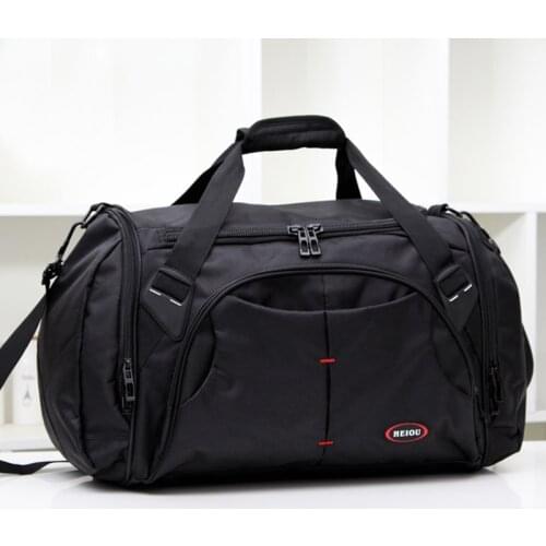 New Fashion Men Outdoor Sport Gym Bag With Shoes Pocket Waterproof Oxford Travel Handbag Black Large Capacity Luggage Bag XA277F
