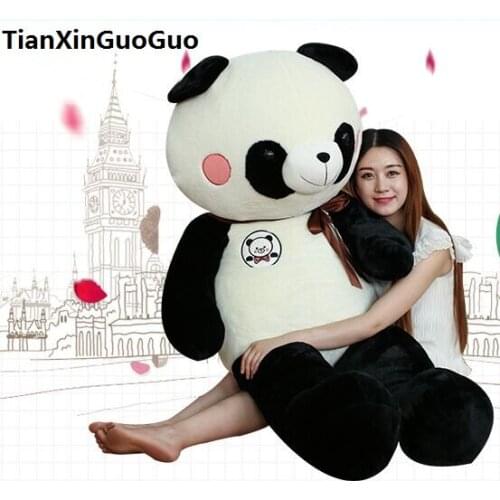 Stuffed toy huge 150cm lovely cartoon panda plush toy silk belt panda soft doll hugging pillow birthday gift b1255