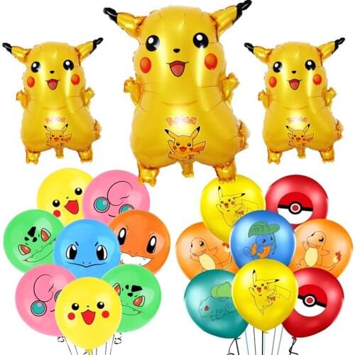 10pcs Pikachu Balloon Combination Childrens Birthday Party Pokemon Boy Kids Game Party Decor Balloon Pearl Latex Decoration