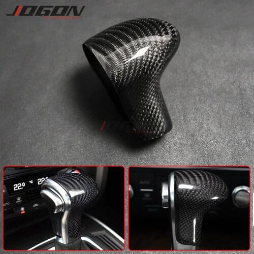 LHD Real Carbon Car Speed Gear Shift Knob Cover Cap Trim For Audi A4 B8 A5 A6 C7 A7 Q5 Q7 2011 2012 2013 2014 2015 2016