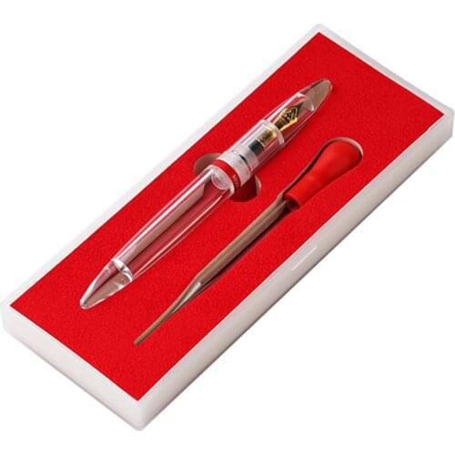Transparent Dropper Fountain Pen Fine Nib Writing Calligraphy Pen Gift Set For Office Business Student Signature Ink Pens