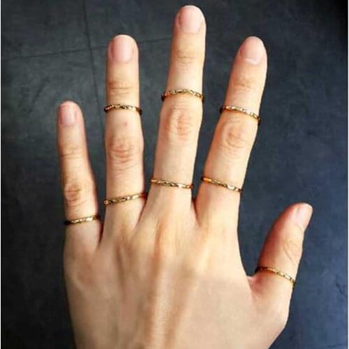 The latest fashion Korean star simple convex surface gold Color ring jewelry factory direct 1 Wholesale