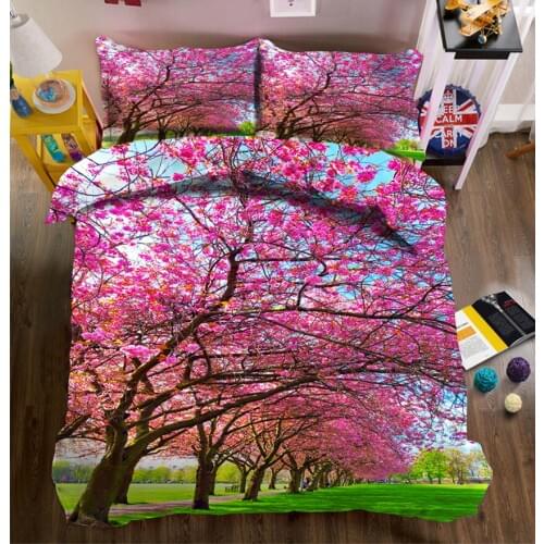 Literie en 3d avec fluer Twin Full king Queen Duvet bed cover Bed Linen California king bedsheet Pillowcase Pink peach tree
