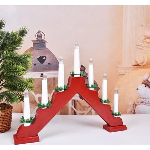 Festival decorations wooden battery box candlestick lamp shape home desktop decoration shopping mall window bridge