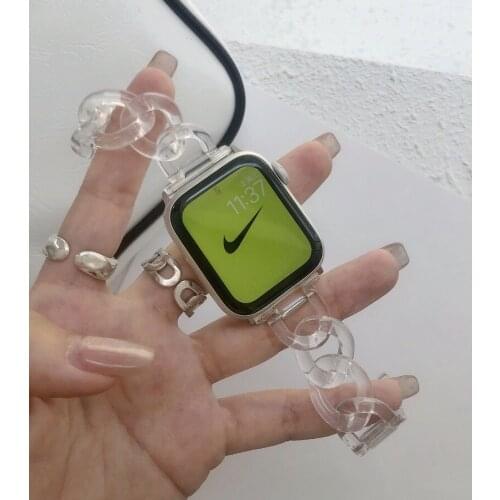 Applicable Apple Watch6/5/4/3 SE Transparent Resin Strap Apple Watch Transparent Small Fragrance Strap Smart Accessories Belt