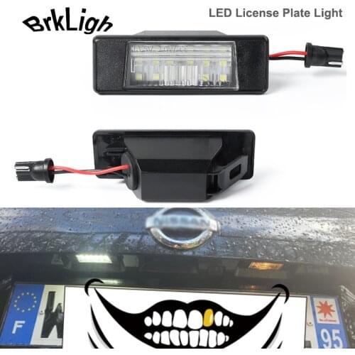 2Pcs LED License Plate Lights Car Accessories For Nissan Qashqai X-Trail Juke March Versa NV200 Teana NO Error Number Plate Lamp