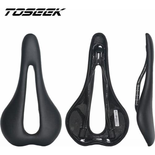 TOSEEK EVO Saddle Carbon Fiber Leather Saddles PU Bow Cushion Ultralight Saddles Hollow Saddle Seat For Mountain Road Bike