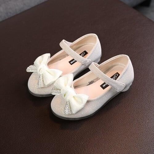 Girls Bow Rhinestone Shoes New Spring Autumn Fashion Wild Children Princess Flat Shoes Baby Soft Bottom Shoes G259