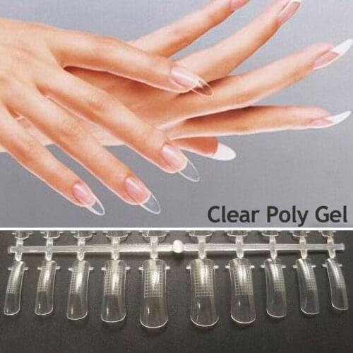 100pcs Ultra-thin Clear Nail System Form Finger Extension Nail Tips For DIY UV Acrylic False Nail Art Building Mold