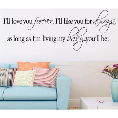 I Will Love You Forever Home Room Decor Vinyl Wall Decal Quote Bedroom Removable PVC Wall Sticker Inspiration