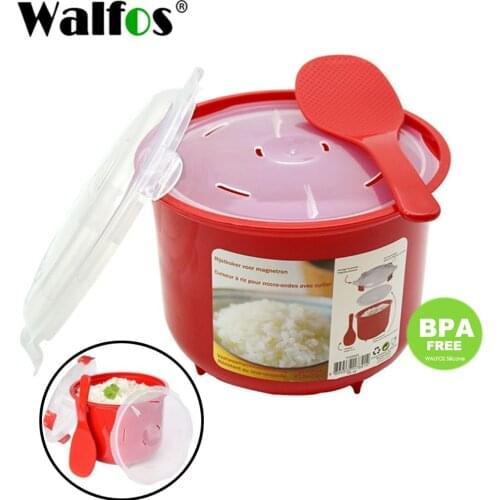 WALFOS Microwave Oven Steamer Meal Food Rice Cooker Grain Cereal For Bowl Plates Cookware Kitchen Gadgets Accessories Supplies