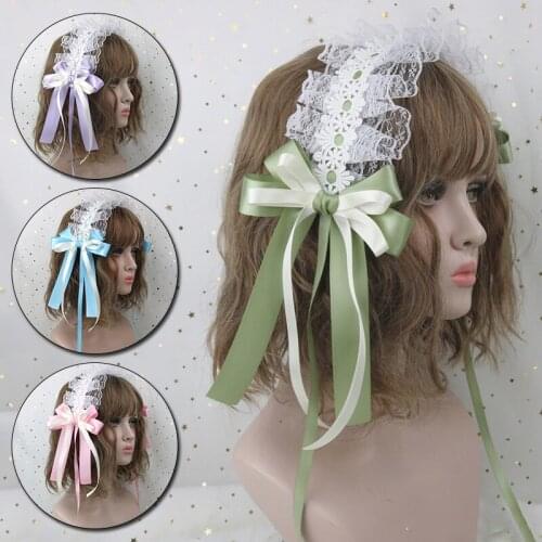 New Women Sweet Lolita Lace Headband Hair Band Bowknot Headwear Cute Beautiful Hair Accessories Girls Hair Clips Cosplay Gifts