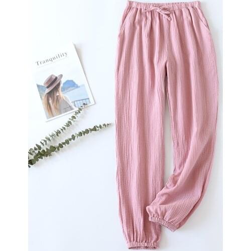 Pantalon Ete Femme Pijama Mujer Verano Coton Gaze Summer Pants Women Sleep Bottoms Spodnie Damskie Na Lato Trousers Sommerhosen