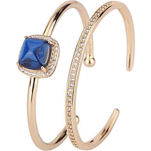 2021 Trend Silver 925 Wedding Bangles For Women Luxury 12*12mm Ruby Sapphire High Carbon Diamond Bracelets Fine Jewelry Female