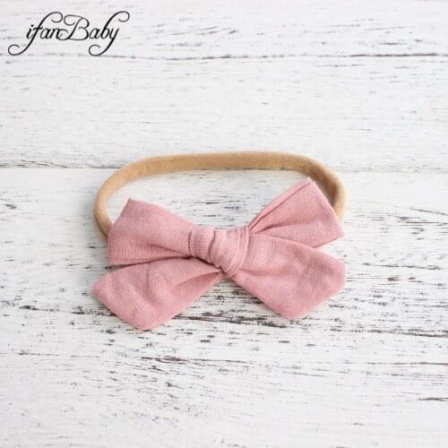 Bow nylon headband for kids girl Chic elastic flower headband