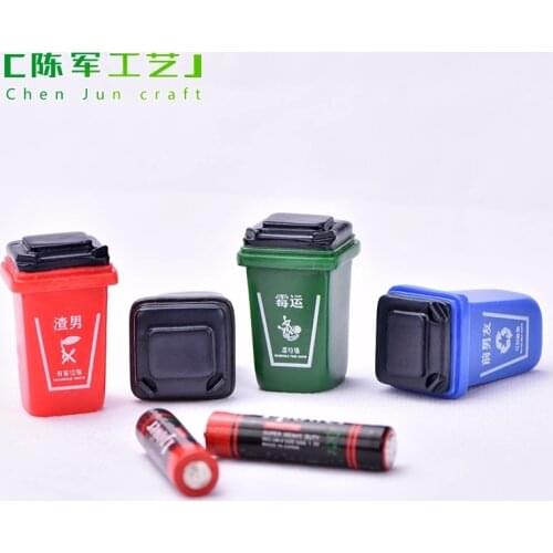 ZOCDOU 1 Piece Rubbish Trash Can Waste Basket Small Doll Toy Little Model Statue Figurine Ornament Miniatures Home DIY Decor
