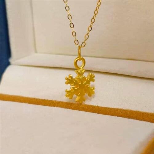 1pcs Gold Jewelry Girl Snowflake 3D Hard Gold Charms For Women Paint Lotus DIY Beads 999 Gold Pendant Fit Chain Jewellery