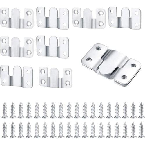 10 Pcs Flush Mount Bracket Interlocking Hang Furniture Connector Stainless Steel Wall Mount Picture Frame Brackets Retail