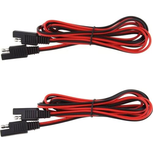 2 Pack Solar Battery Gender Adapter Cables 18AWG DC SAE Plug Male to Male Extension Cord 2 Meter