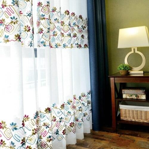 2020 Embroidery Sheer Curtains for Living Room Bedroom Thick White Tulle Solid Blackout Curtain Luxury Drapes Finished Blinds