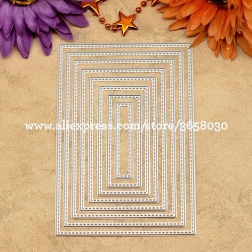8pcs Scrapbook DIY album Card Paper Card Maker Metal Die cut Stencil Template Rectangle sewing thread 8.3x12cm 80725119