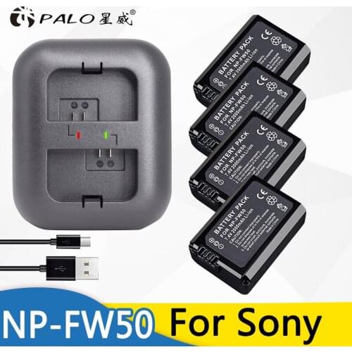 PALO 4x bateria NPFW50 NP-FW50 Camera Battery for SONY NEX 5T 5R 5TL 5N 5C 5CK A7R A7 F3 3N 3CA55 A37 A5000 A6000 A55+a Charger