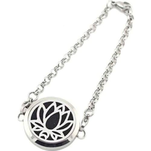 Free Feld Pads! 25mm/30mm Silver color Magnetic Locket 316L Stainless Steel Essential Oil Diffuser Pendant Bracelets