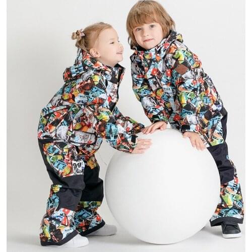 Childrens Ski Suit Jumpsuit Snowboard Jacket Winter Boys and Girls Ski Jackets+Pants Kids Warm Waterproof Windproof Snowsuit