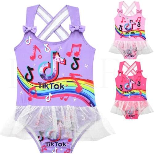 Children One Piece Bikini Suit TIK TOK Printing Girl Swimsuit Cartoon Swimsuit Summer Suit Bodysuit Beach Wear