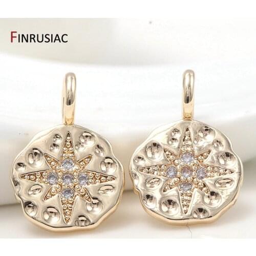 New Designer Round Shape Zircon Star Charms Pendant For Jewelry Making DIY Craft Handmade Bracelet Necklace Earrings Accessories
