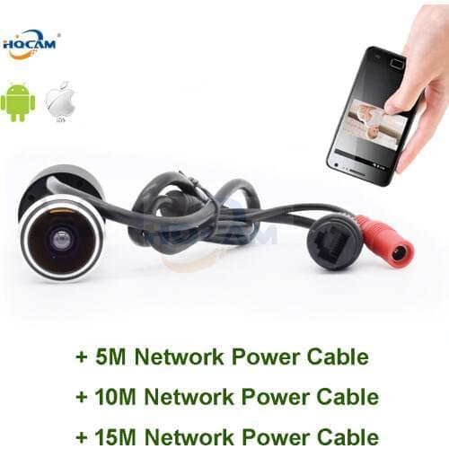 Door Eye Hole Home 1080P 1.78mm Wide Angle FishEye Lens Network Mini Peephole Door IP Camera P2P Onvif + Network Power Cable
