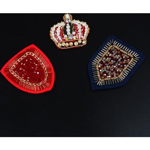 Sequins crown patches Shield emblem applique for The stage clothing DIY
