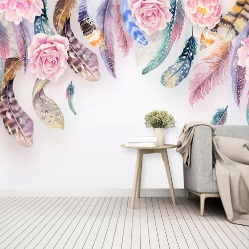 Custom Photo Wallpaper Modern Hand-painted Feather Murals Fashion Nordic Style Living Room Bedroom Background Wall Painting 3 D