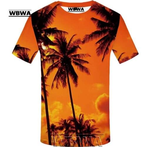 WBWA Coconut Tree T shirt Men Beach Funny T shirts Harajuku Tshirt Printed Nebula Shirt Print Novel T-shirts 3d Short Sleeve