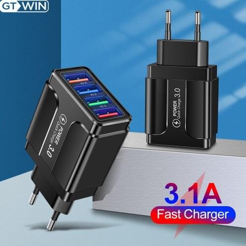 GTWIN USB Charger Quick Charge 4.0 3.1A Fast Charging Power Adapter Charger For Samsung iPhone 12 11 Ports Mobile Phone Charger