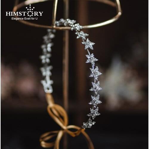 HIMSTORY Shinny Mini Silver Color Star Bridal Headband Elegance Hair Jewelry Tiara Hair Accessories De Noiva