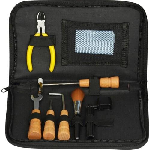 Guitar Tool Kit Repairing Maintenance Tools Wipe Cloth Dust Brush String Winder Hammer Pliers L-Wrench Hex Wrench Screwdriver