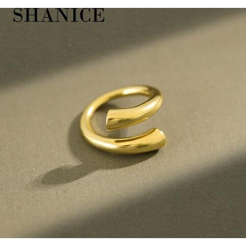 SHANICE S925 Sterling Silver Open Ring Ins Matte Design Cross Speaker For Women Lady Girls Opening Rings Party Gifts Anillos