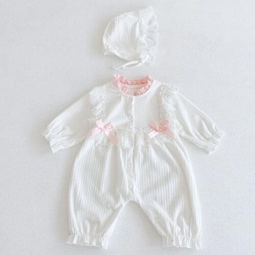 Toddler Baby Girl Romper+Hat Infant Baby Girls Cotton Long Sleeve Jumpsuit One piece Outfit Spring Autumn Baby Girls Clothes