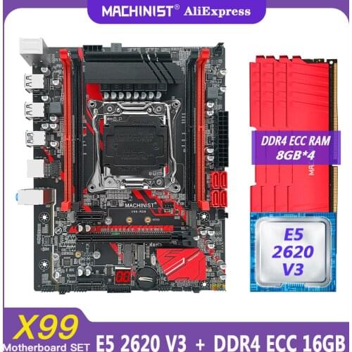 X99 motherboard LGA 2011-3 set kit with Intel xeon E5 2620 V3 processor DDR4 32GB(4*8GB) 2666mhz RAM memory M-ATX X99-RS9
