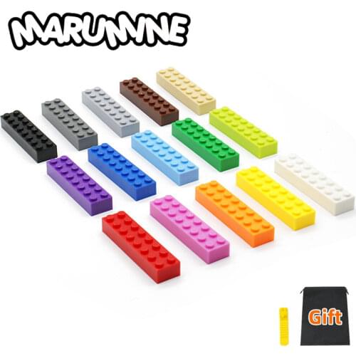 Marumine 2x8 Dots MOC Classic Building Blocks Accessories Brick Part 10PCS 3007 Childrens DIY Educational Games for Kids