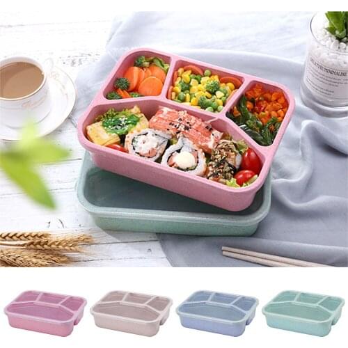Dropship Healthy Wheat Straw Microwave Bento Lunch Box Travel Picnic Food Fruit Container Storage Lunch Box For Kids Adult Child
