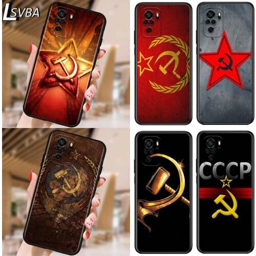 Red Soviet Union USSR Flag for Xiaomi Redmi Note 10 10S 9 9T 9S 9Pro Max 8T 8Pro 8 7 6 5 Pro 5A 4X 4 Soft Black Phone Case