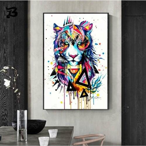 Tiger Canvas Painting Wall Art Modern Graffiti Leopard Tiger Animal Canvas Posters and Prints Wall Pictures for Room Decoration