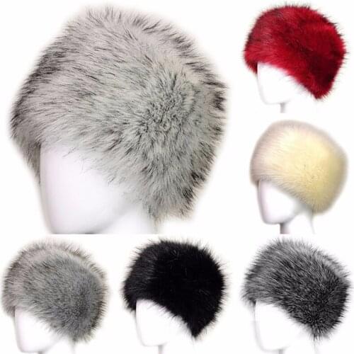 Autumn Winter Thick Furry Hairband Fluffy Russian Faux Fur Women Girl Fur Hairband Hat Winter Outdoor Earwarmer Ski Hats Hot