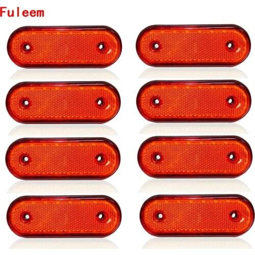 Fuleem 8PCS 24V Oval 20 Led Red Side Outline Marker Lamps Lights Trailer Truck Lorry Waterproof