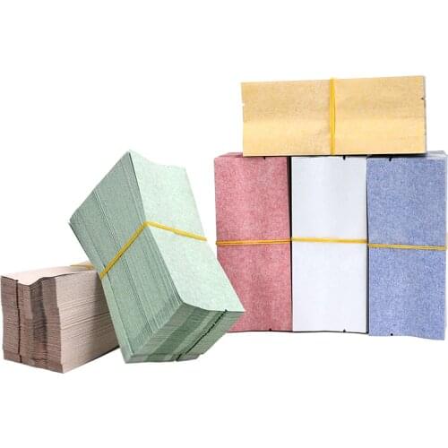 100pcs Heat Sealable Side Gusset Oolong Green Tea Packaging Bags Storage Small Cotton Paper Aluminum Foil Open Top Pouch Bags